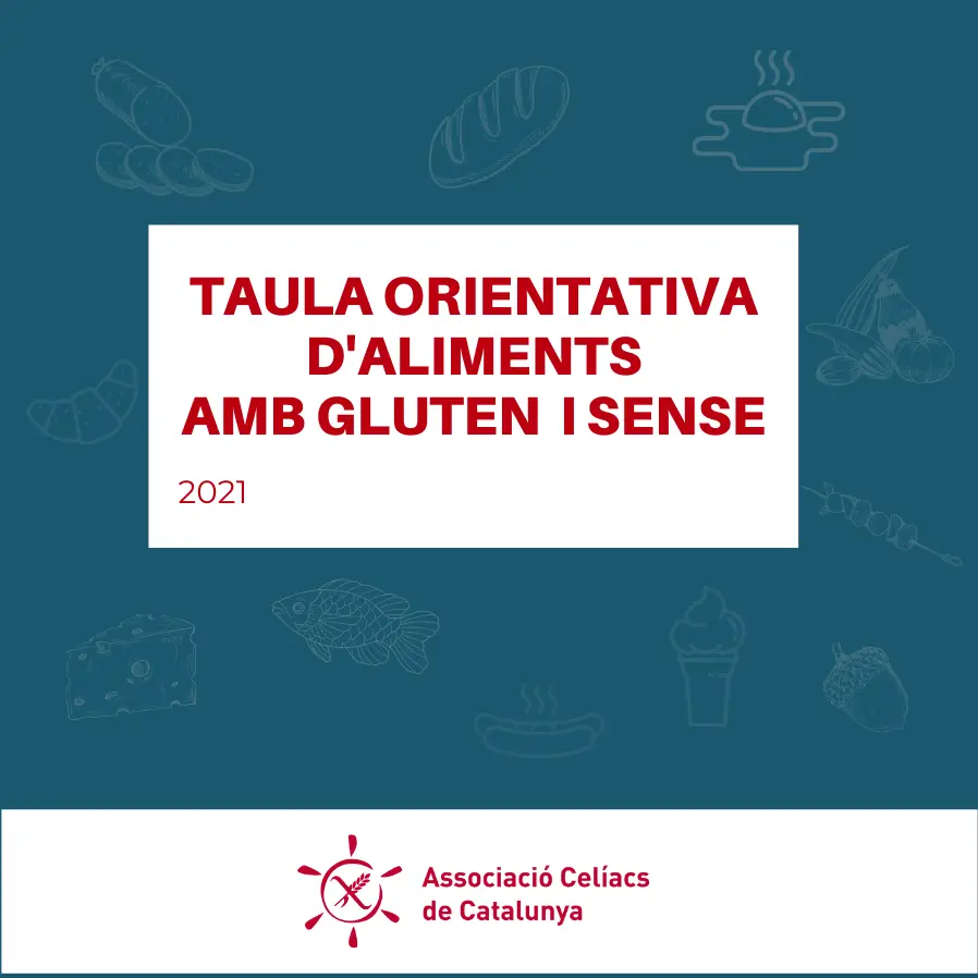 Taula orientativa d'Aliments amb gluten i sense 2023